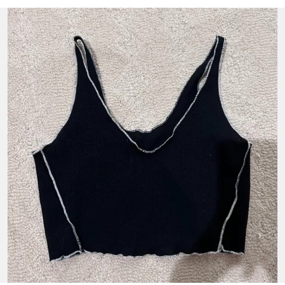 Shein Sz S. So Soft & Cute Crop Cropped Tank Top in Black